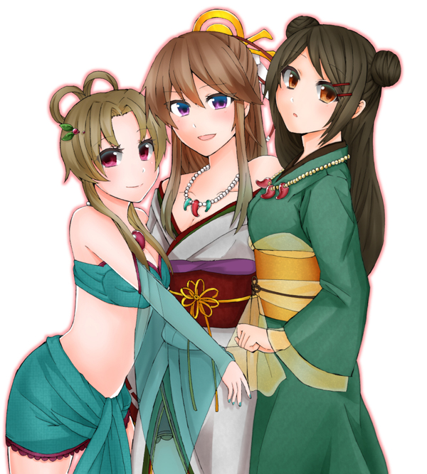 ウズメ、アマテラス、クシナダ いただいたイラスト